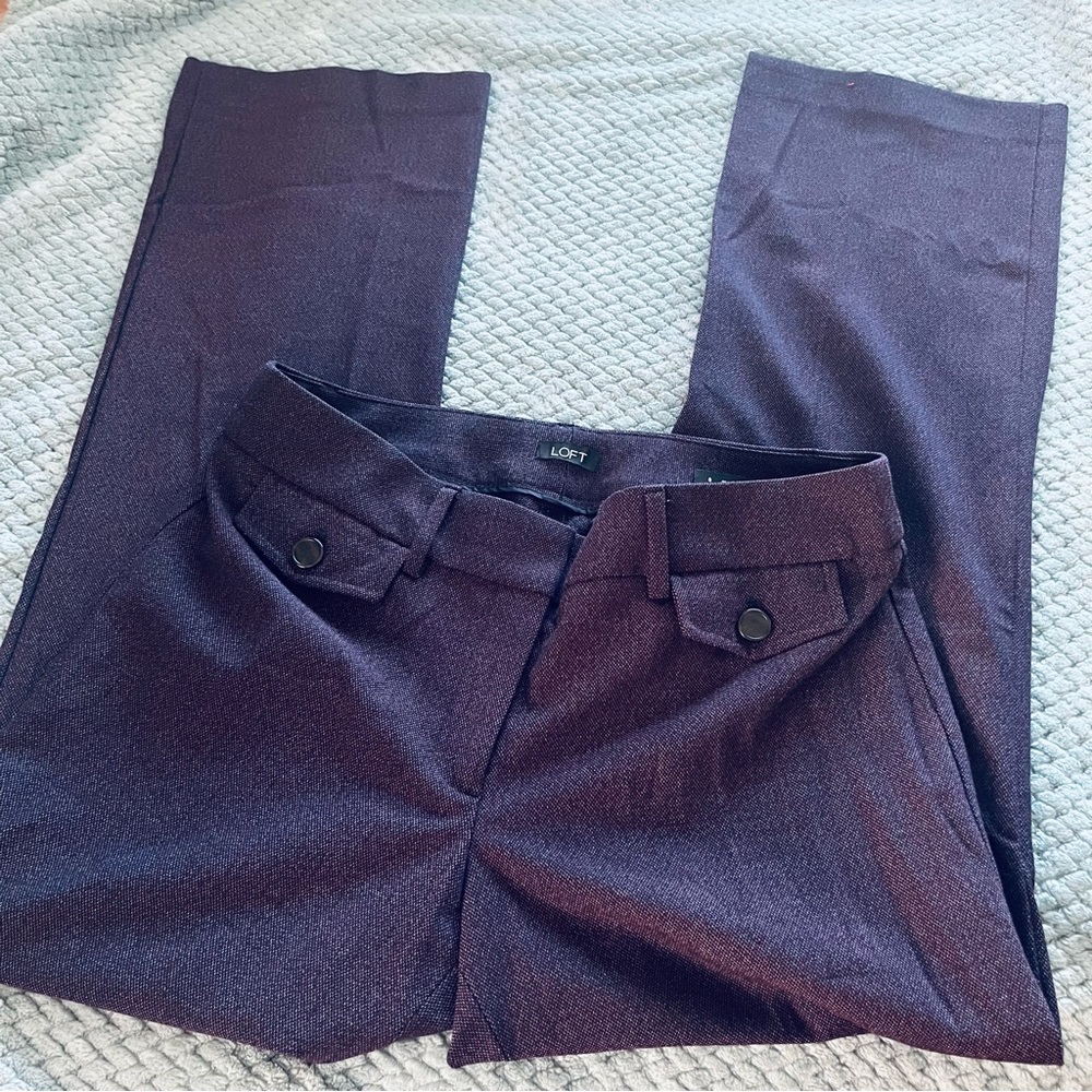NWOT LOFT Purple Marisa Trousers Classic Straight-Leg Design Size 8 - Picture 2 of 6
